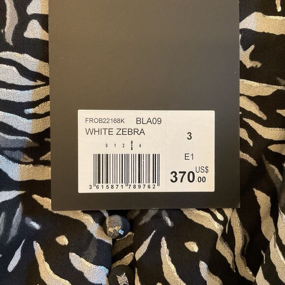 The Kooples Zebra Print Ruffled Mini Dress Size 3 (US 8) Flutter Sleeve NWT $370 - Picture 9 of 13